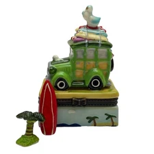 Surfer Trinket Box Kooky Ceramic Woody Wagon Pelican Surf Boards Beachy Gift