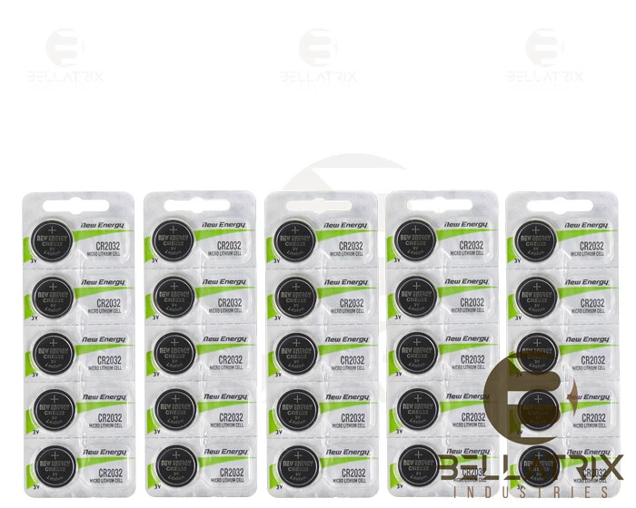 25 CR2032 New Energy Lithium 3V Batteries Size CR2032 5 PER Blister