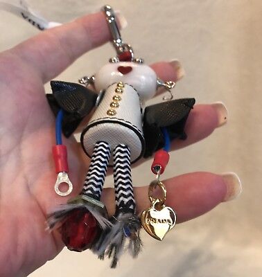 New PRADA ROBOT GIRL Silver Gold Tone Metal Keychain Bag New PRADA ROBOT GIRL Silver Gold Tone Metal Keychain Bag
