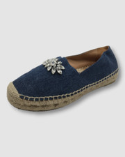  425 Miu Miu Women's Blue Crystal-Embellished Canvas Espadrille Shoe EU 35/US 5