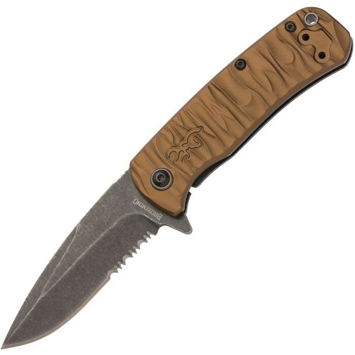 Browning Riverstone Folding Knife 2.88" D2 Carbon Steel Blade w/Aluminum Handle - Image 2 of 4