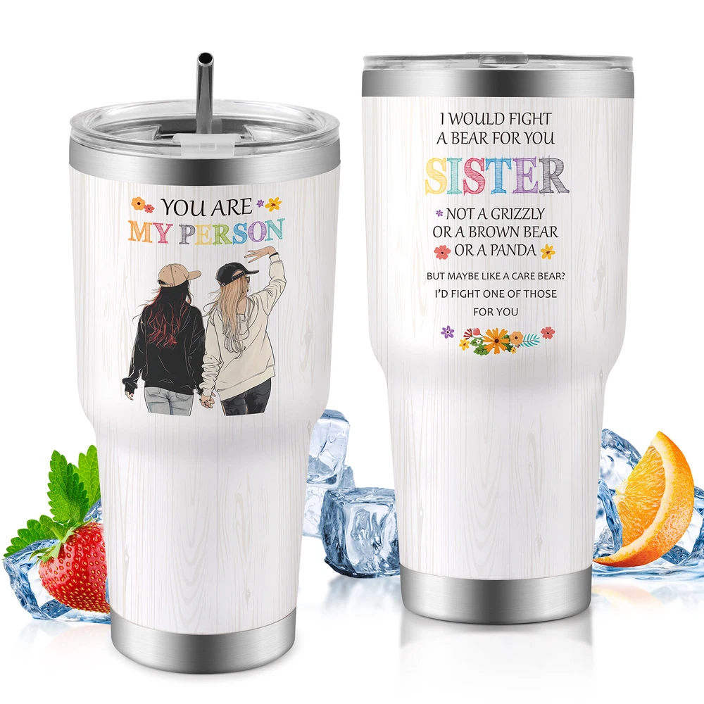Tumbler Stainless Steel Straw, Anniversary Birthday Gift 30oz Car Cup
