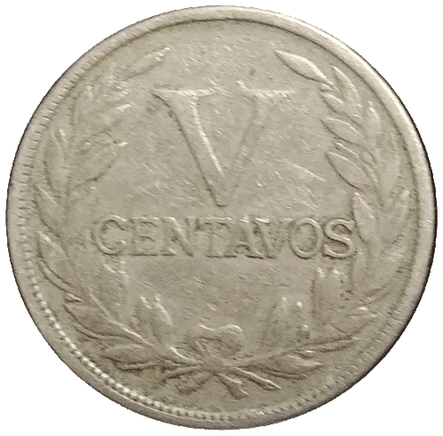 1922 Columbia 5 Centavos KM# 199 Copper-Nickel - Picture 2 of 3