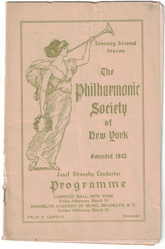 Philharmonic Society of New York 1914 Program Josef Stransky Conductor