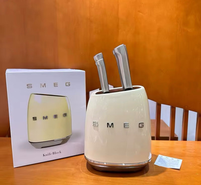 Smeg Kohlenstoffstahl Küchenblockhalter Retro-Stil (cremefarben)