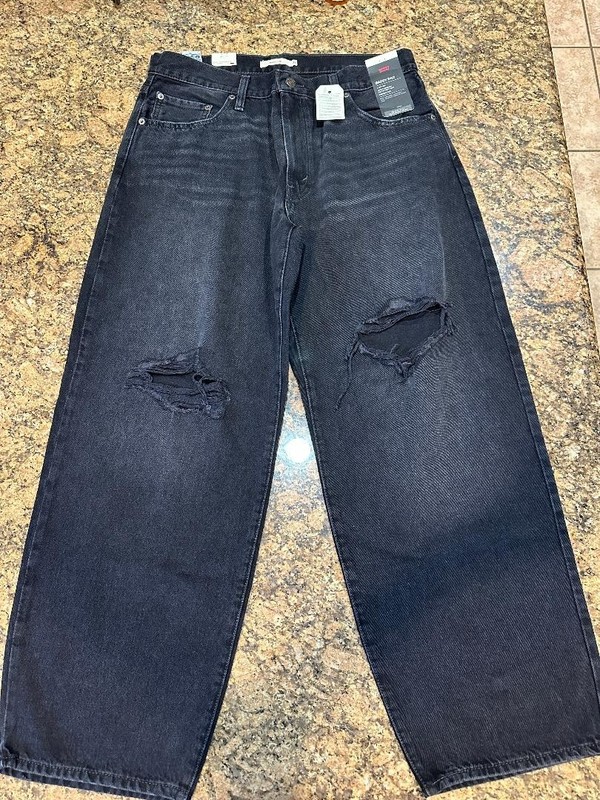 Levi's Jeans Women Baggy Dad Straight Mid Rise Rack it Up Black Denim Size 31x30