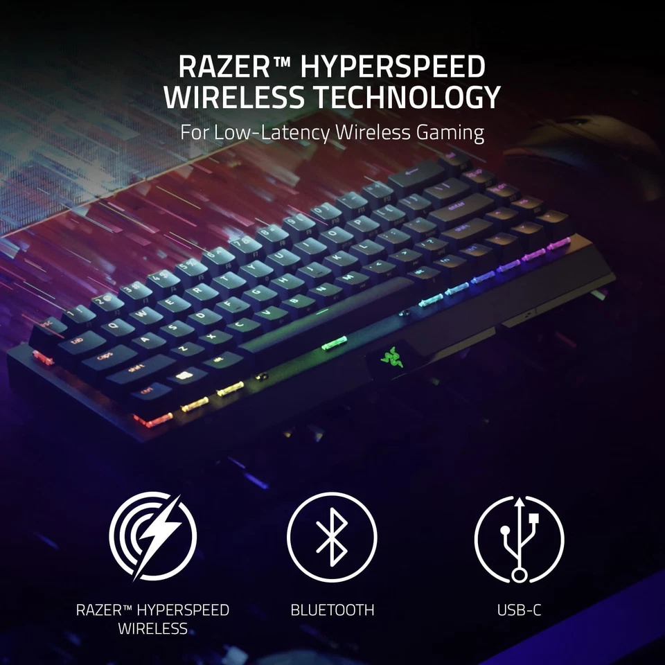 Razer BlackWidow V3 Mini HyperSpeed (Yellow UK Layout, Yellow Silent Switch  - Image 3 of 4