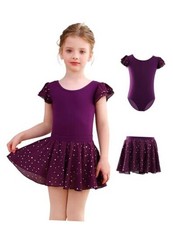 Girls Ballet Leotard with Removable Skirt  Crisscross Back 4-5T Dark Purple