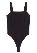 H M Sleeveless Ribbed Thong Bodysuit in Black Size Medium