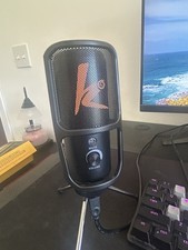 K Freestanding Microphone Black with Mute Button Adjustable Stand