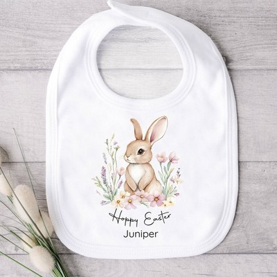 Personalised Brown Rabbit Wreath My First Easter Babygrow/Vest