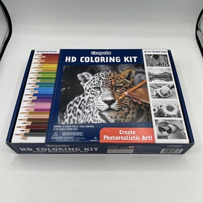 Crayola HD Coloring Kit 30 Colored Pencils & 20 Adult Coloring Pages OPEN BOX
