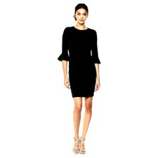 New Donna Morgan x Kendall Ruffle Sleeve Mini Dress Black LBD SIZE 6 Sheath