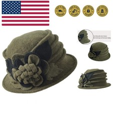 Vintage Women Floral Wool Dress Cloche Winter Hat 1920s Download Images  Prod...