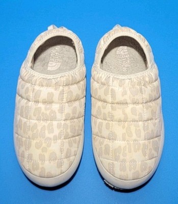 North Face ThermoBall Traction Mules Slippers Leopard Print Cream Women s Size 6