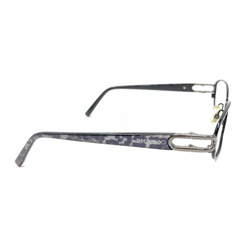 Monturas de gafas ovaladas de metal negro plateado pulido Jimmy Choo 135 diseñador italiano Foto 4 de 4