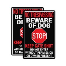 GicnKeuz Beware Of Dog Signs for Fence, 12" 8" No Trespassing Keep Gate Clo
