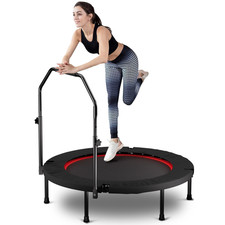 40 Inch Foldable Trampoline with Handle Adjustable Bar Adult Fitness