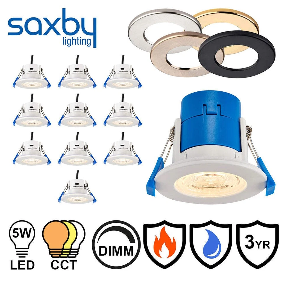 UES-ONLINE Saxby ShieldECO 5W CCT Dimmable IP65 Fire Rated Downlight