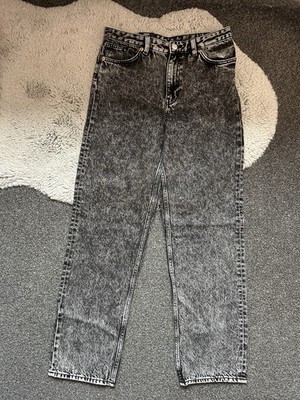 monki  aimo  black acid wash mid rise straight leg jeans NWT size W28 L32