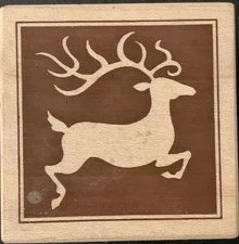 Stampa Rosa Christmas Leaping Reindeer Silhouette Rubber Stamp 