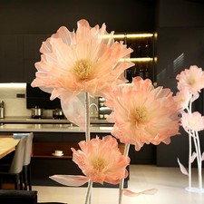 Giant Artificial Organza Flower On Base   Large Pink Faux Flower with Standing