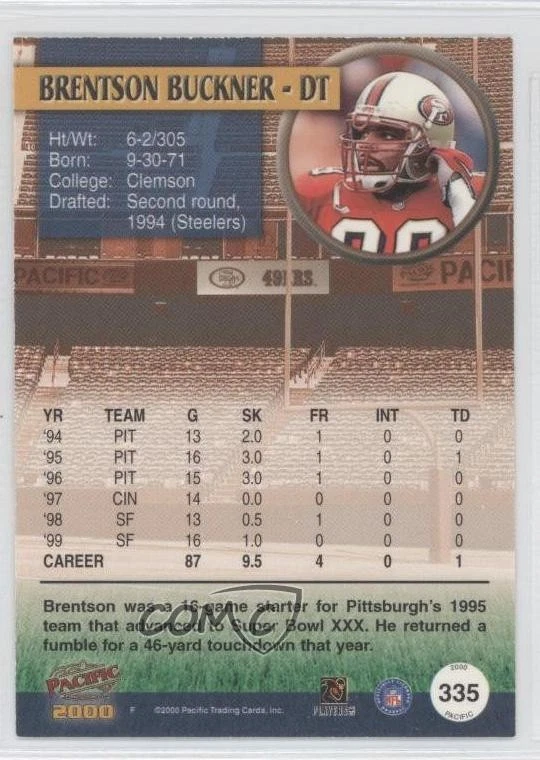 2000 Pacific Copper Missing Serial Number Brentson Buckner #335 - Image 2 of 2