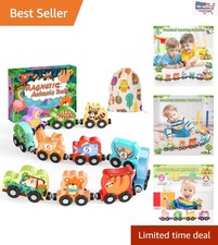 Interactive Wooden Animal Train Set for Toddler Learning - Montessori Approved