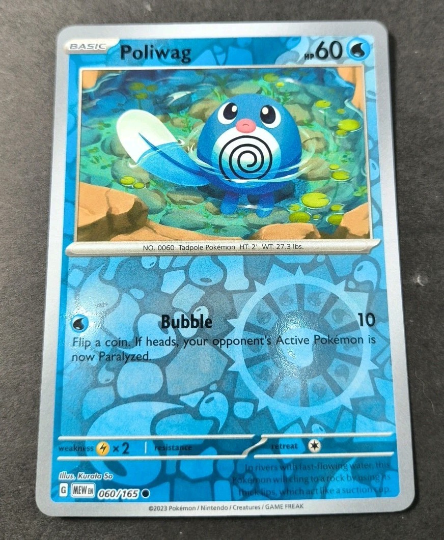 Pokemon 151 Poliwag Reverse Holo Common Card 060/165 NM