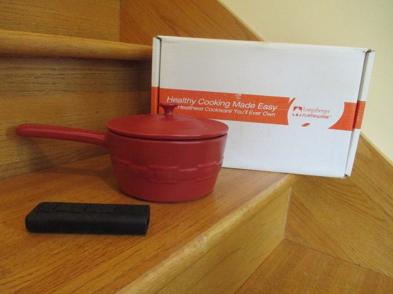 Longaberger Paprika Sauce Pan & Lid Set red  Flameware nib *shipping included!*