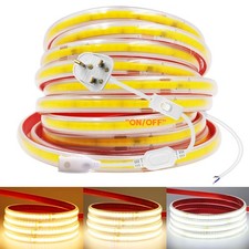 220V Neon COB LED Strip Lights Flexible Self-adhesive Tape Waterproof Kitchen UK