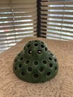 Vintage Green Ceramic Flower Frog Weller ?  Art Pottery 56 Holes 4” MCM Garden