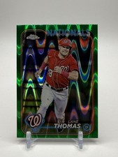 Lane Thomas 2024 Topps Chrome #66 Green RayWave Refractor 73/99 Nationals