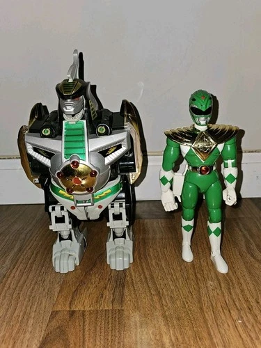 Vintage 1993 Mighty Morphin Power Rangers MMPR Dragonzord & Green Ranger Lot