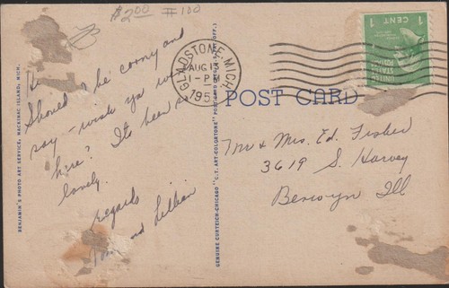 Grand Hotel Mackinac Island MI. Linen Postcard - Picture 2 of 2