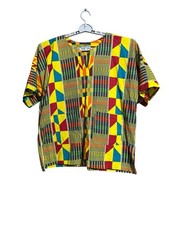 African Dashiki Shirt Menz GGG Size Large Unisex Pockets Colorful Vibrant EUC