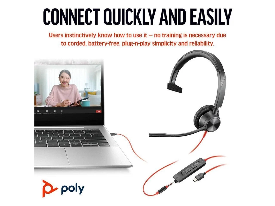 Poly Blackwire 3315 Headset - Microsoft Teams Certification - Mono - USB Type C, - Image 4 of 4