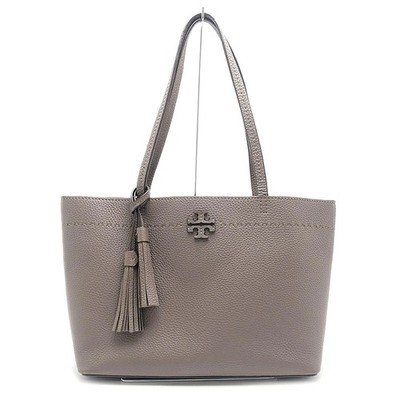 TORY BURCH McGraw Tote Bag Silver Maple Color Semi-Shoulder 50639 [Appraised Ite
