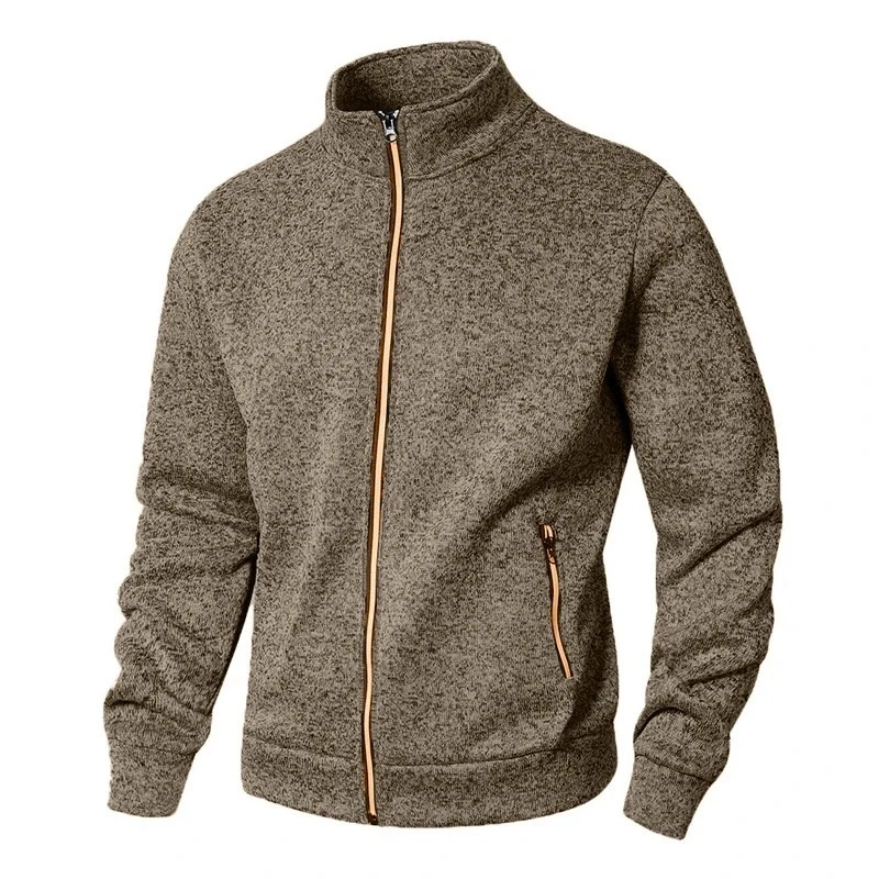 Sudadera informal cárdigan chaqueta pulóver al aire libre con cuello alto con cremallera para hombre Foto 4 de 4