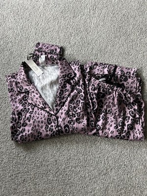 Wolf & Whistle Women s Pajama Set Lavender/Black Size 12 Hustler Hollywood Satin