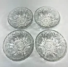 4 Anchor Hocking Clear Medallion Star Cameo 4 1/2" Berry Bowls Pressed Glass VTG
