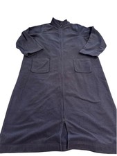 LL Bean Women's Long Fleece Robe Blue Full Zip Front Size 2XL