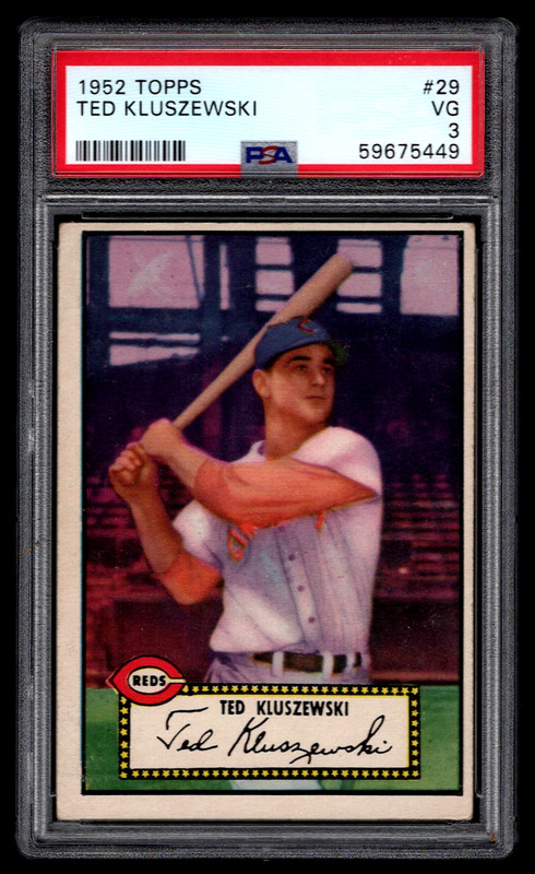 TED KLUSZEWSKI 1952 TOPPS PSA 3 VERY GOOD BASEBALL CARD #29 GRADED REDS