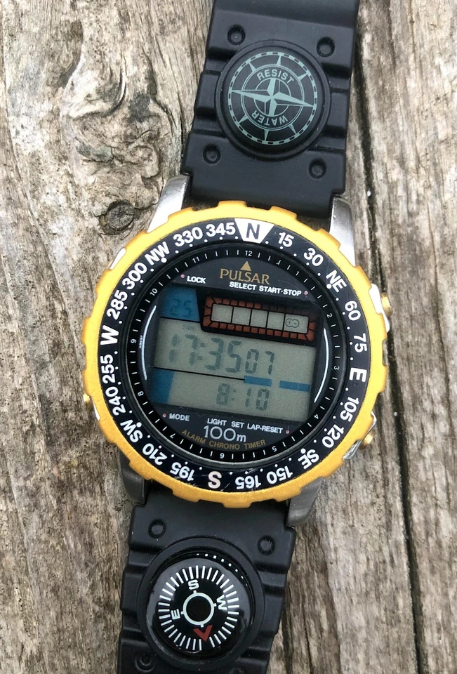 Raro reloj digital Pulsar (por Seiko) W359, c. 1990, todo funcionando Foto 3 de 4