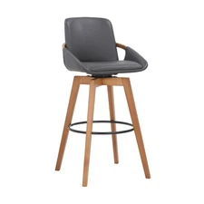 Baylor Mid Century Modern Swivel Bar Stool for Kitchen Island Counter in Gray...