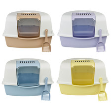 Large Cat Corner Litter Tray Hooded Deep Cover Toilet Flap Box w/ Filter & Scoop