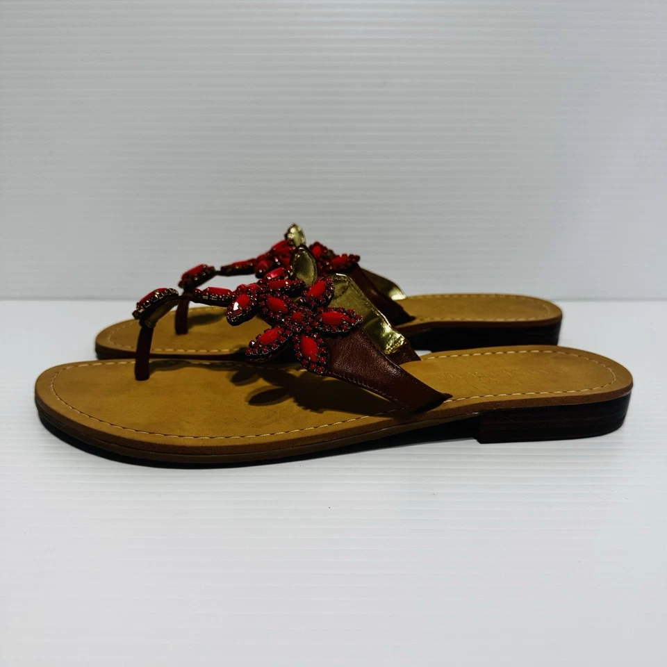 Sandalias Ivanka Trump rojas y tostadas estilo tanga talla 11 Foto 3 de 4