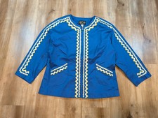 Vintage Bob Mackie Wearable Art Embroidered Zip Up Jacket Blue Size M