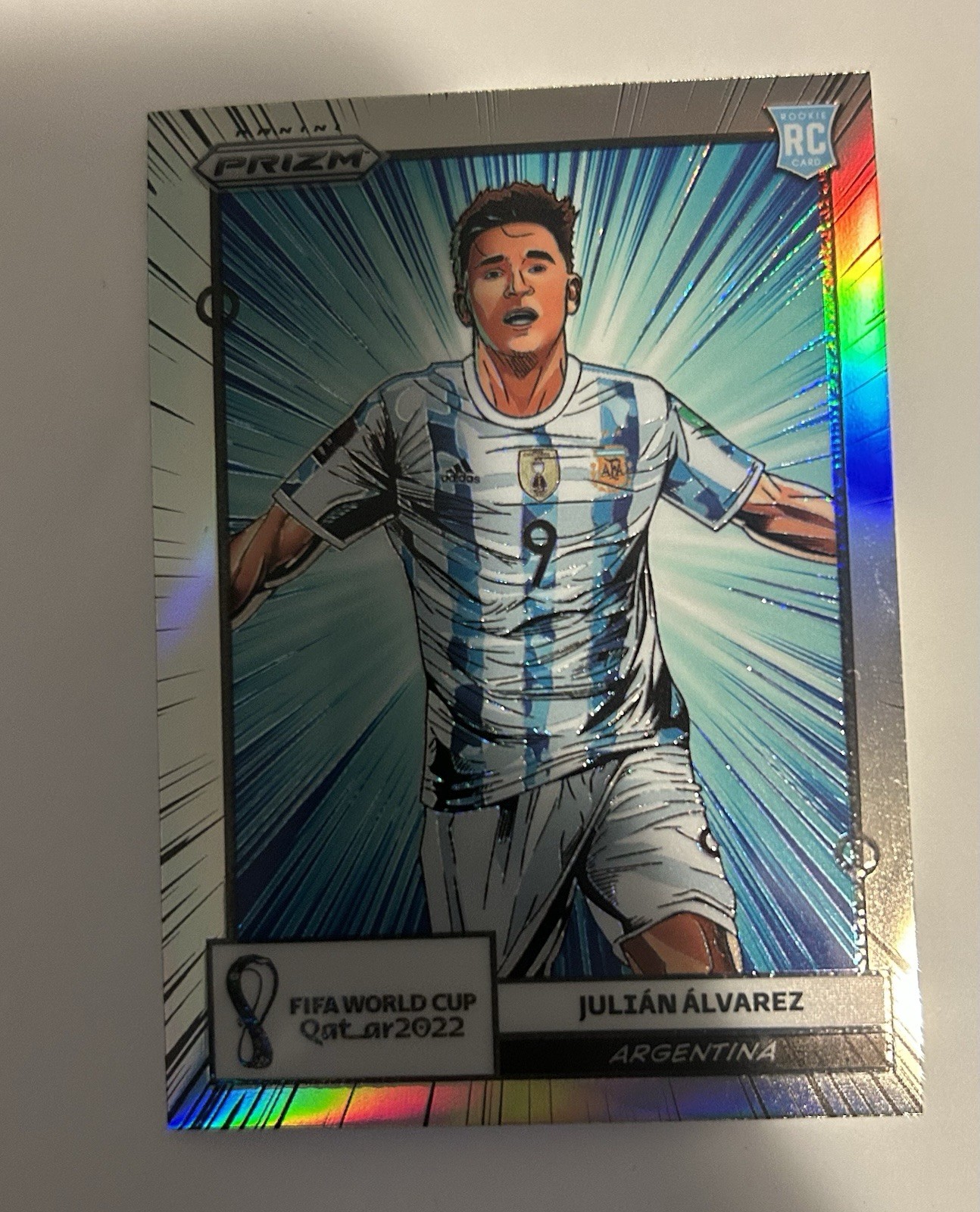 2022 Prizm FIFA World Cup 2022 manga JULIAN ALVAREZ RC Argentina