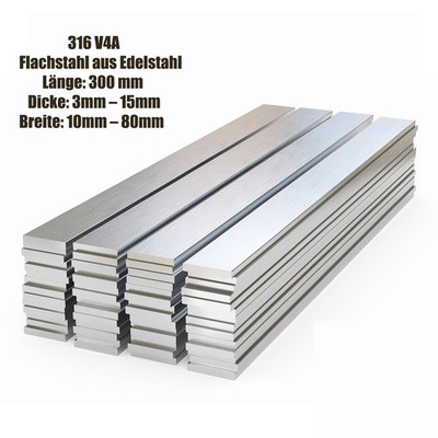 Flachstahl Edelstahl A4 V4A Flachmaterial Länge 300mm Breite 10mm~80mm Rostfrei